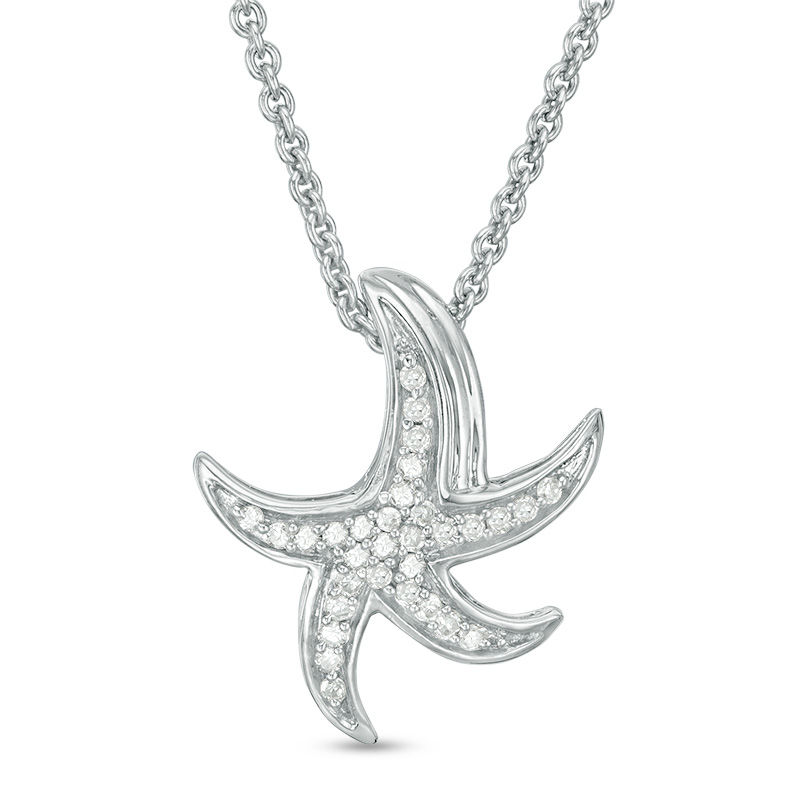 0.10 CT. T.W. Diamond Starfish Pendant in Sterling Silver|Peoples Jewellers