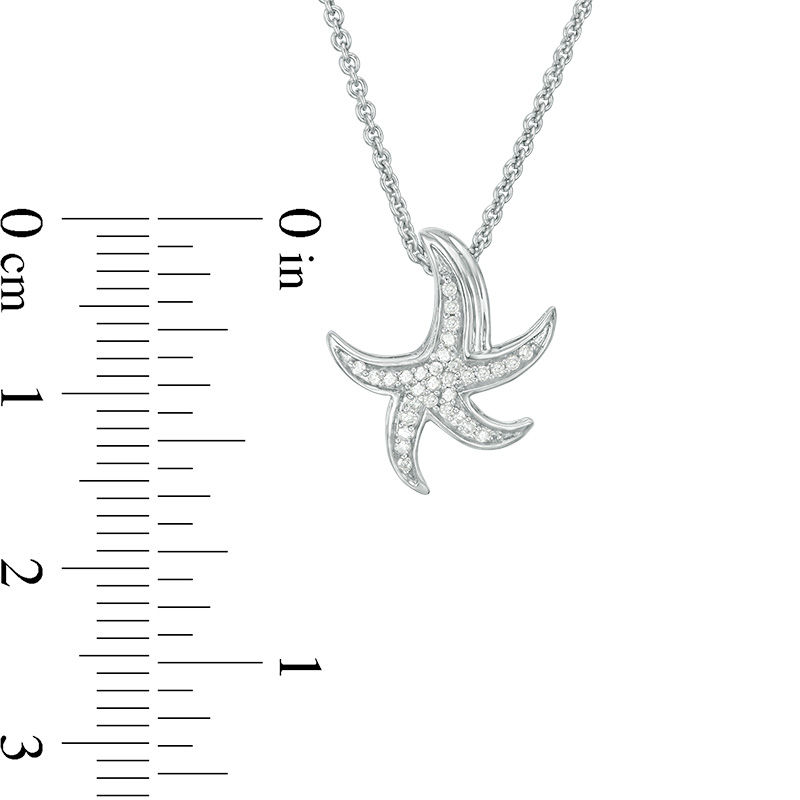 Main Image 2 of 0.10 CT. T.W. Diamond Starfish Pendant in Sterling Silver