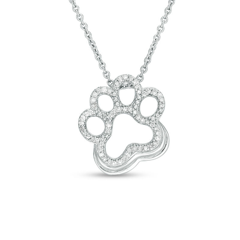 0.10 CT. T.W. Diamond Paw Print Pendant in Sterling Silver|Peoples Jewellers