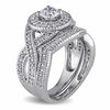 1.00 CT. T.W. Diamond Frame Rope Twist Bridal Set in 14K White Gold