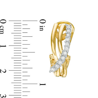 0.25 CT. T.W. Diamond Crossover Hoop Earrings in 10K Gold