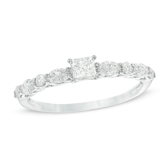 0.75 CT. T.W. Princess-Cut Diamond Engagement Ring in 14K White Gold