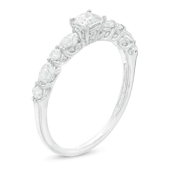 0.75 CT. T.W. Princess-Cut Diamond Engagement Ring in 14K White Gold