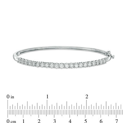 1.00 CT. T.W. Diamond Straight Line Hinged Bangle in 10K White Gold