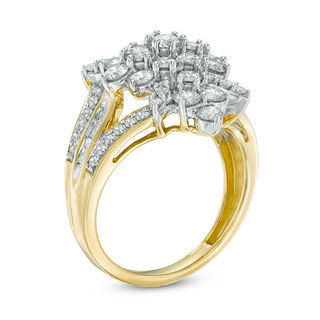 2.00 CT. T.W. Composite Diamond Starburst Ring in 10K Gold