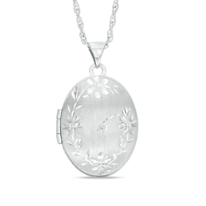 Oval Flower Locket in Sterling Silver|Peoples Jewellers