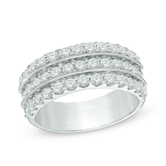 1.30 CT. T.W. Diamond Three Row Anniversary Band in 10K White Gold