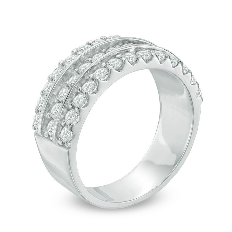 1.30 CT. T.W. Diamond Three Row Anniversary Band in 10K White Gold|Peoples Jewellers
