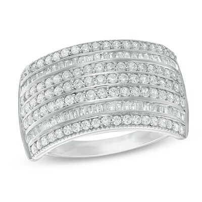 0.95 CT. T.W. Diamond Seven Row Anniversary Ring in 10K White Gold