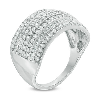 0.95 CT. T.W. Diamond Seven Row Anniversary Ring in 10K White Gold