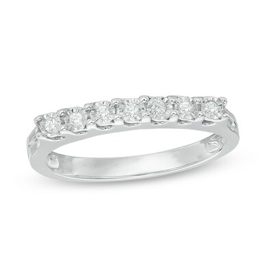 0.09 CT. T.W. Diamond Seven Stone Anniversary Band in Sterling Silver