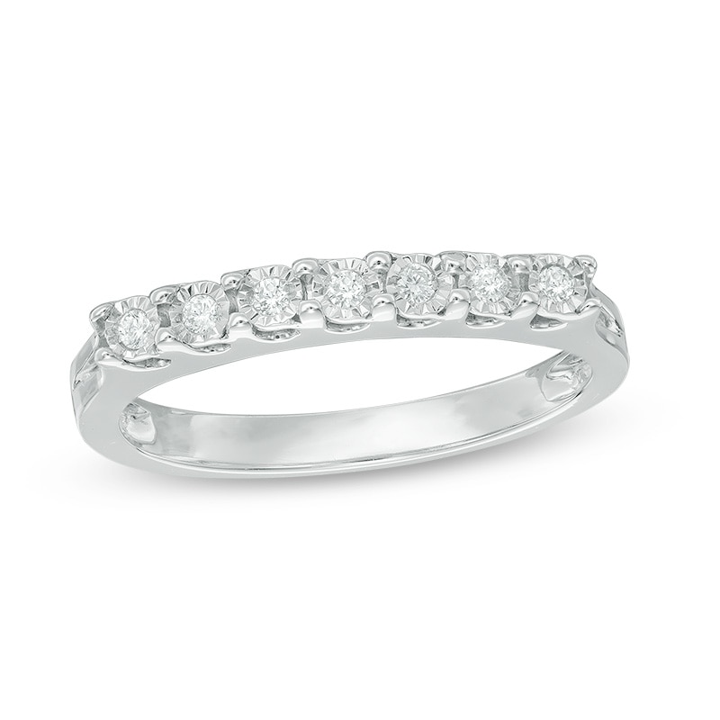 0.09 CT. T.W. Diamond Seven Stone Anniversary Band in Sterling Silver|Peoples Jewellers