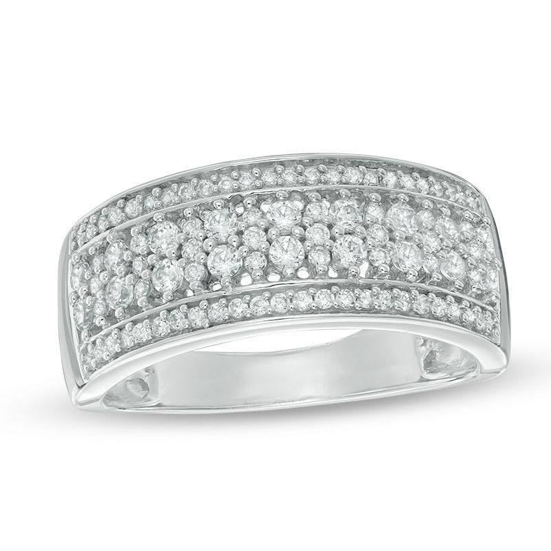 0.58 CT. T.W. Diamond Four Row Anniversary Ring in 10K White Gold|Peoples Jewellers