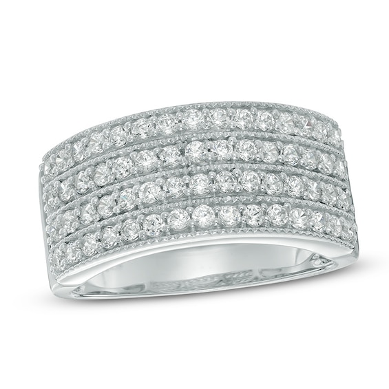 0.95 CT. T.W. Diamond Four Row Anniversary Ring in 10K White Gold