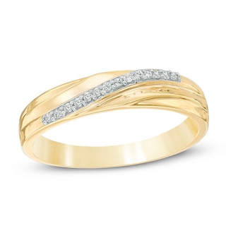 Diamond Accent Slant Anniversary Band in 10K Gold