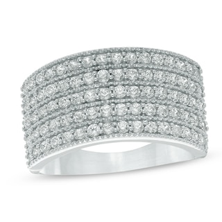 CT. T.W. Diamond Five Row Anniversary Ring in 10K White Gold