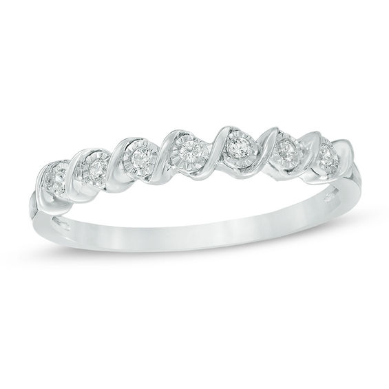 Diamond Accent Seven Stone "S" Anniversary Band in Sterling Silver