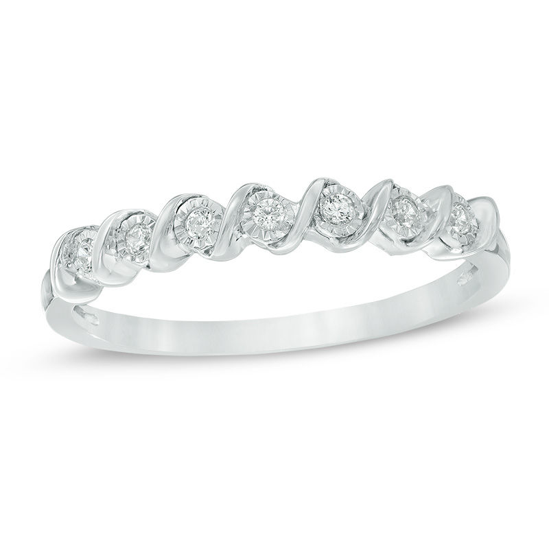 Diamond Accent Seven Stone "S" Anniversary Band in Sterling Silver|Peoples Jewellers