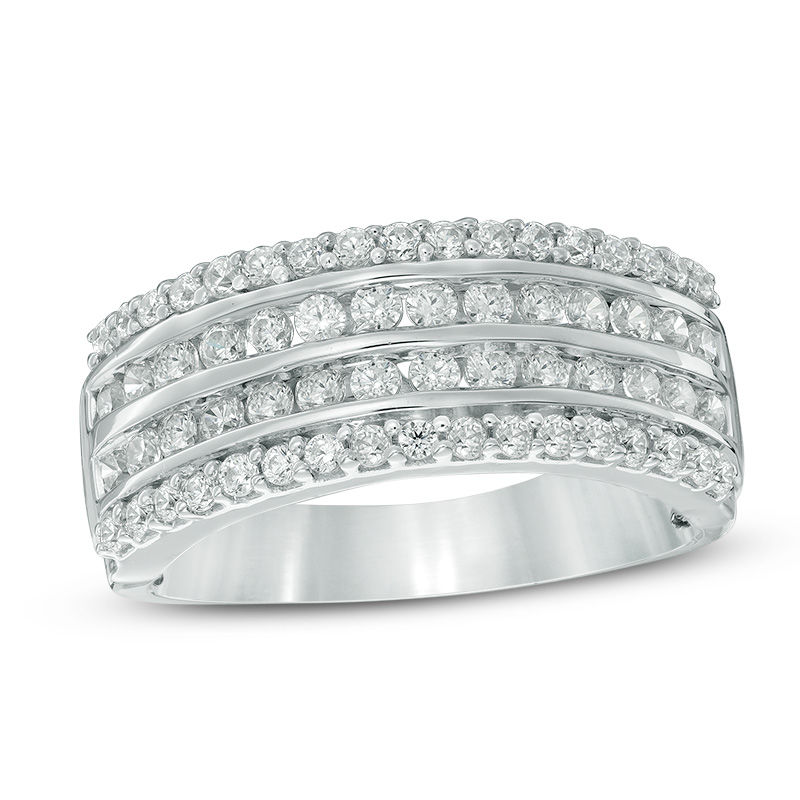 0.95 CT. T.W. Diamond Four Row Anniversary Band in 10K White Gold|Peoples Jewellers