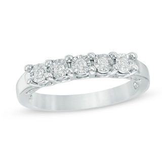 0.09 CT. T.W. Diamond Five Stone Anniversary Band in Sterling Silver