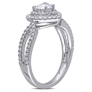 1.00 CT. T.W. Heart-Shaped Diamond Double Frame Split Shank Engagement Ring in 14K White Gold