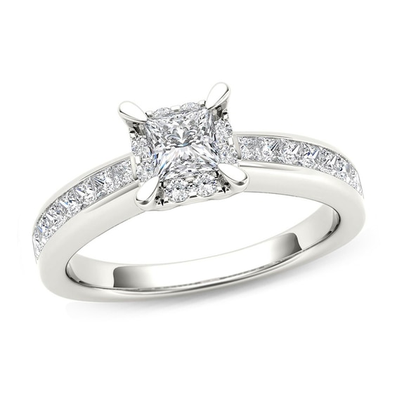 0.23 CT. T.W. Quad Princess-Cut Diamond Frame Promise Ring in 14K White Gold