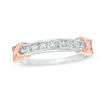 0.09 CT. T.W. Diamond Seven Stone "X" Anniversary Band in Sterling Silver and 10K Rose Gold