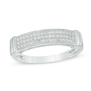 0.18 CT. T.W. Diamond Three Row Collar Anniversary Band in 10K White Gold