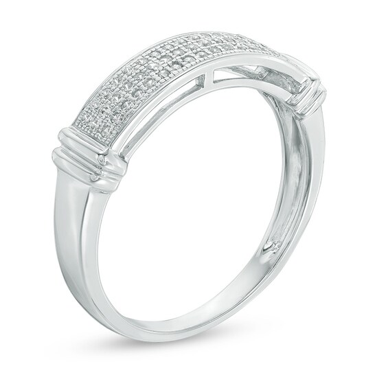 0.18 CT. T.W. Diamond Three Row Collar Anniversary Band in 10K White Gold