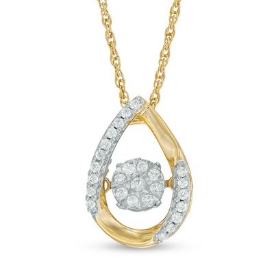 Unstoppable Love™ 0.14 CT. T.W. Composite Diamond Teardrop Pendant in Sterling Silver with 14K Gold Plate