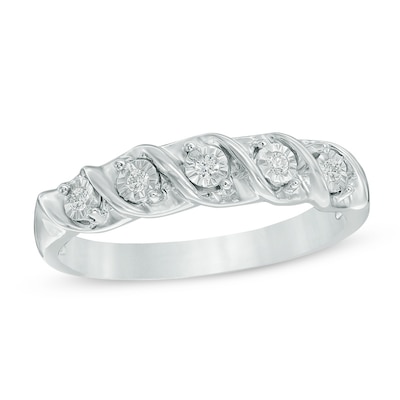 Diamond Accent Five Stone "S" Anniversary Band in 10K White Gold