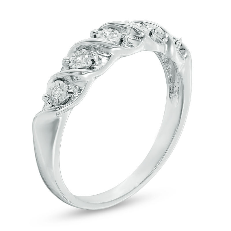 Diamond Accent Five Stone "S" Anniversary Band in 10K White Gold|Peoples Jewellers