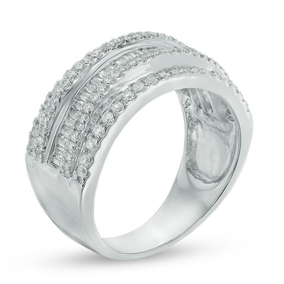 0.70 CT. T.W. Diamond Multi-Row Ring in 10K White Gold