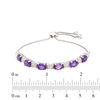 Oval Amethyst and 0.09 CT. T.W. Diamond Five Stone Bolo Bracelet in Sterling Silver - 9.5"