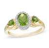 Chrome Diopside and Diamond Accent Frame Three Stone Ring in 10K Gold