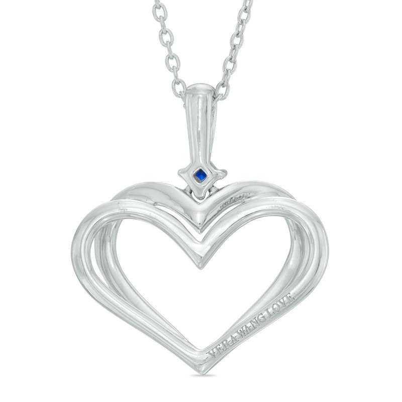 The Kindred Heart from Vera Wang Love Collection Sapphire and 0.089 CT. T.W. Diamond Heart Pendant in Sterling Silver|Peoples Jewellers