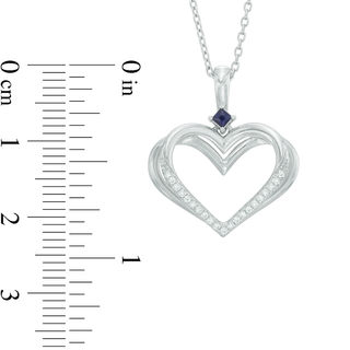 The Kindred Heart from Vera Wang Love Collection Sapphire and 0.089 CT. T.W. Diamond Heart Pendant in Sterling Silver