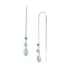 Thumbnail Image 0 of Blue Topaz and Lab-Created White Sapphire Three Stone Threader Drop Earrings in Sterling Silver