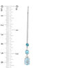 Thumbnail Image 1 of Blue Topaz and Lab-Created White Sapphire Three Stone Threader Drop Earrings in Sterling Silver