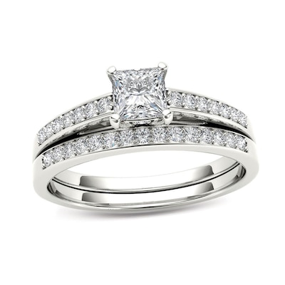 0.62 CT. T.W. Princess-Cut Diamond Bridal Set in 14K Gold