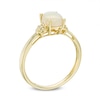 Oval Opal and Diamond Accent Tri-Sides Collar Ring in 10K Gold