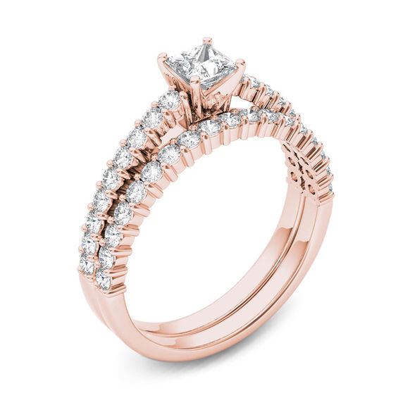 1.00 CT. T.W. Princess-Cut Diamond Bridal Set in 14K Rose Gold