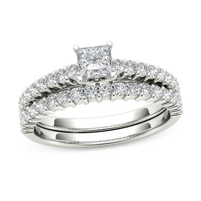 1.00 CT. T.W. Princess-Cut Diamond Bridal Set in 14K White Gold