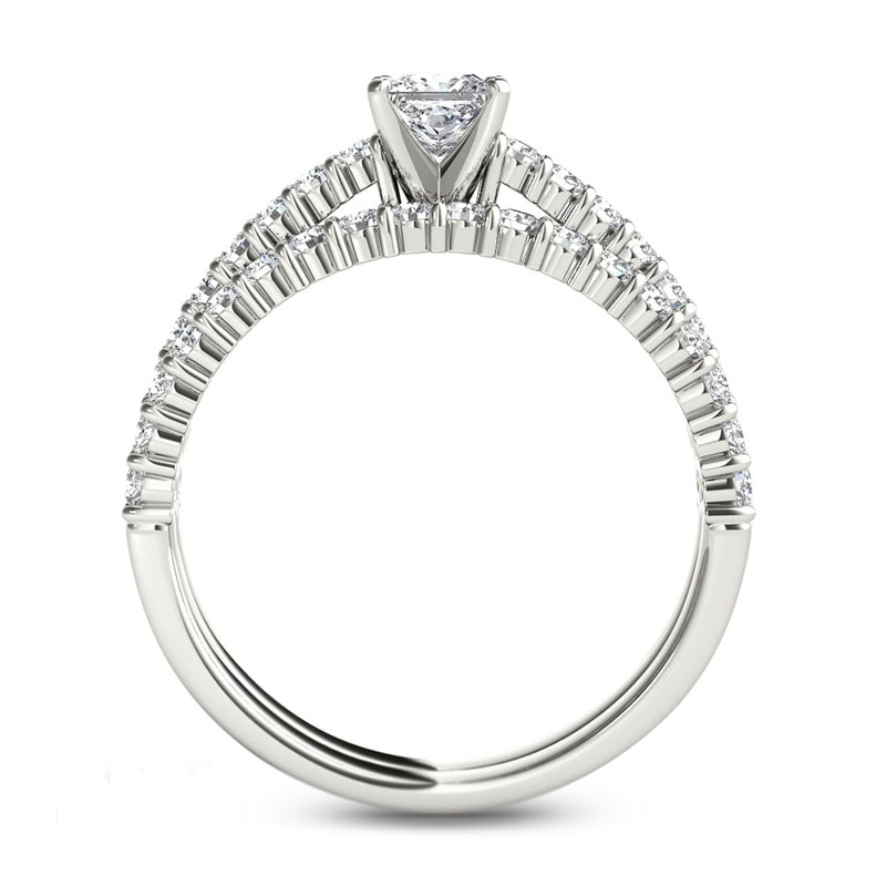 1.00 CT. T.W. Princess-Cut Diamond Bridal Set in 14K White Gold|Peoples Jewellers