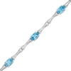 Thumbnail Image 0 of Oval Swiss Blue Topaz Bamboo Bracelet in Sterling Silver - 7.25"