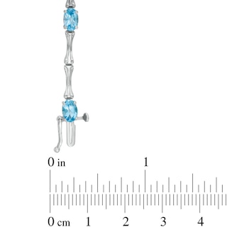 Oval Swiss Blue Topaz Bamboo Bracelet in Sterling Silver - 7.25"