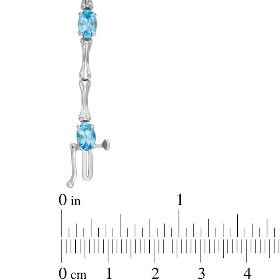 Oval Swiss Blue Topaz Bamboo Bracelet in Sterling Silver - 7.25"