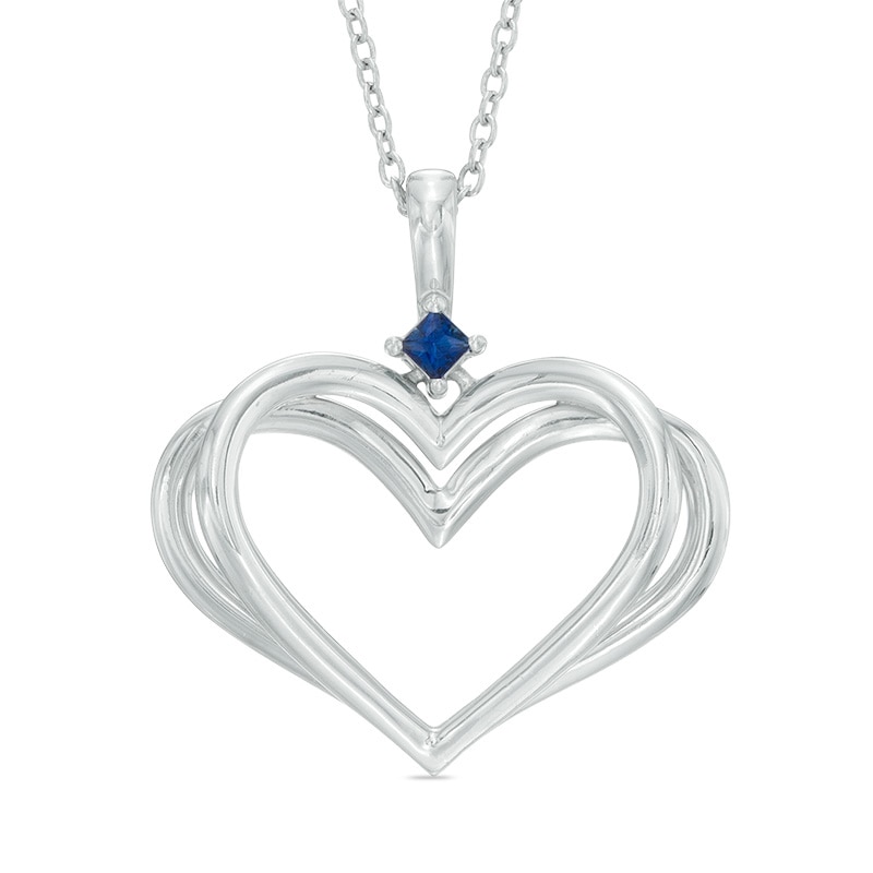 The Kindred Heart from Vera Wang Love Collection Blue Sapphire Open Heart Pendant in Sterling Silver|Peoples Jewellers