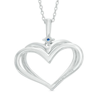 The Kindred Heart from Vera Wang Love Collection Blue Sapphire Open Heart Pendant in Sterling Silver