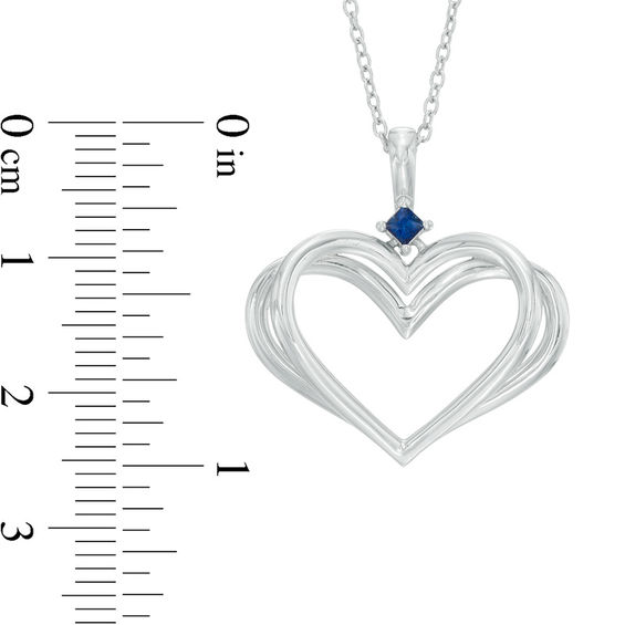 The Kindred Heart from Vera Wang Love Collection Blue Sapphire Open Heart Pendant in Sterling Silver